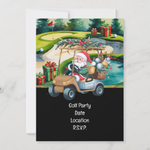 Golf Par tee Golfer Weihnachtsfest Party mit Santa Einladung