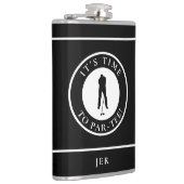 Golf Par-Tee Lustiger Golfer Monogramm Schwarz Für Flachmann (Rechts)