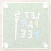 Golf Par Tee mit dem Wort des Golfers Party auf Gr Glasuntersetzer (Rückseite)