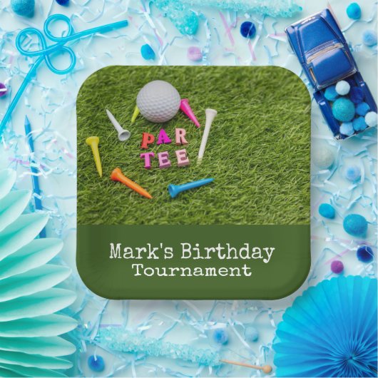 Golf Par Tee mit Golfball auf Grün Pappteller (Party)