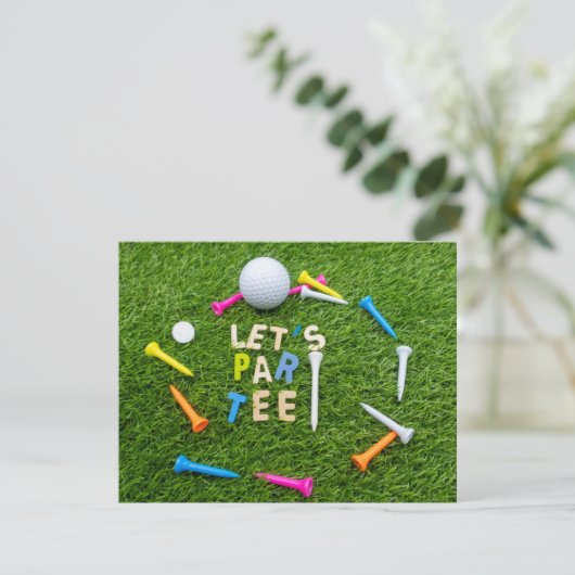 Golf Par Tee Party Einladung mit Golfball (Stehend Vorderseite)