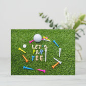 Golf Par Tee Party mit golfbunten T-Shirts   Einladung (Stehend Vorderseite)