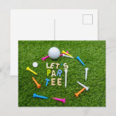 Golf Par Tee Party mit golfbunten T-Shirts Postkarte (Vorne/Hinten)