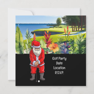 Golf Par tee Party Santa Claus Christmas Hawaii Save The Date