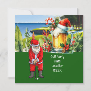 Golf Par tee Party Santa Claus Christmas Hawaii Save The Date