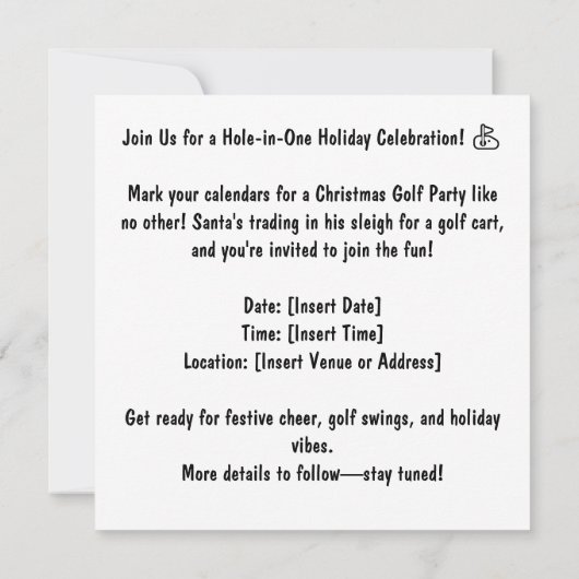 Golf Par Tee Party Weihnachtsfeier (Rückseite)