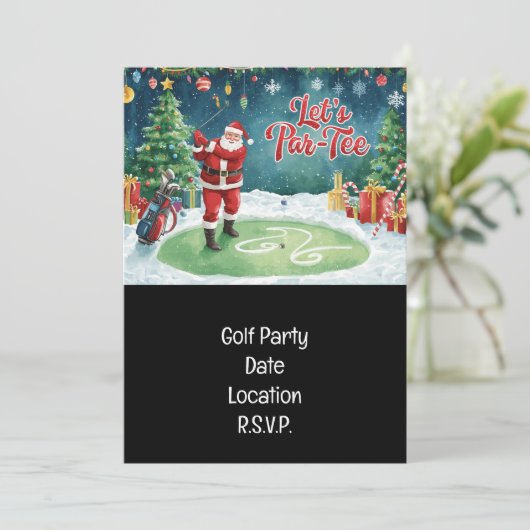 Golf Par Tee Party Weihnachtsfeier Einladung (Stehend Vorderseite)