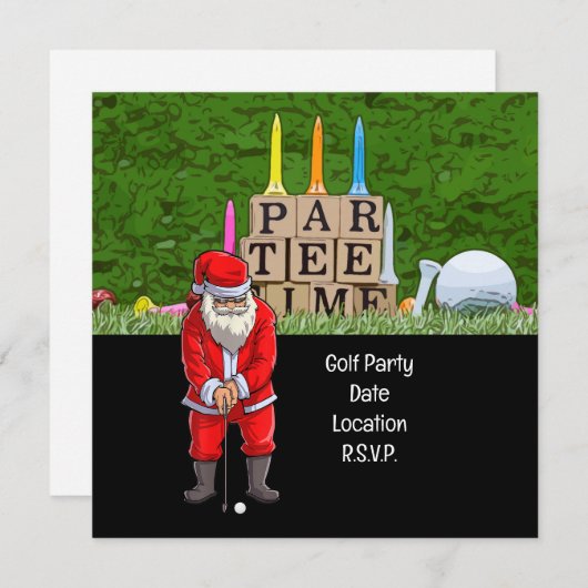 Golf Par Tee Party Weihnachtsfeier Save The Date (Vorne/Hinten)