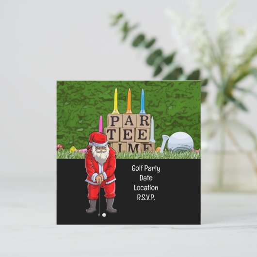 Golf Par Tee Party Weihnachtsfeier Save The Date (Stehend Vorderseite)