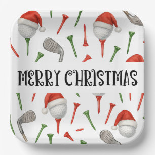 Golf Par Tee Party Weihnachtsmannmütze Weihnachten Pappteller
