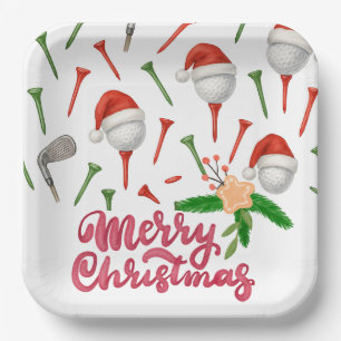 Golf Par Tee Party Weihnachtsmannmütze Weihnachten Pappteller
