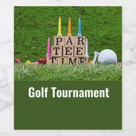 Golf Par Tee Party Zeit mit Golfball auf Grün Weinetikett (Einzelnes Label)