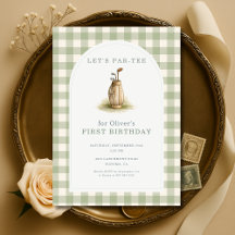 Golf Par-Tee Sage Green Gingham 1st Birthday