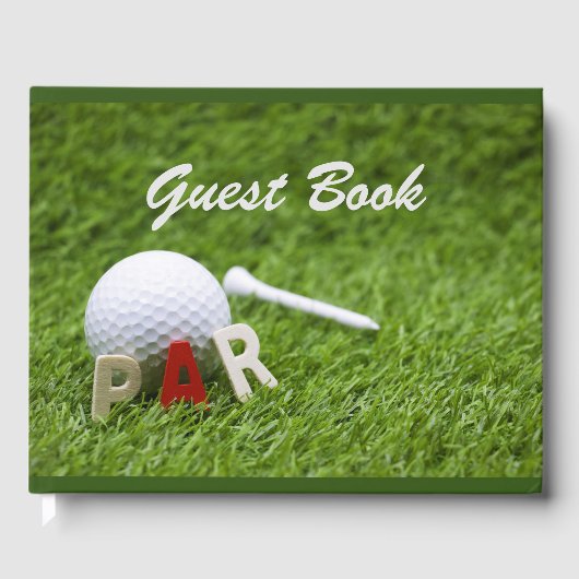 Golf Par to Pair mit Golfball und Tee auf Grün Gästebuch (Vorderseite)