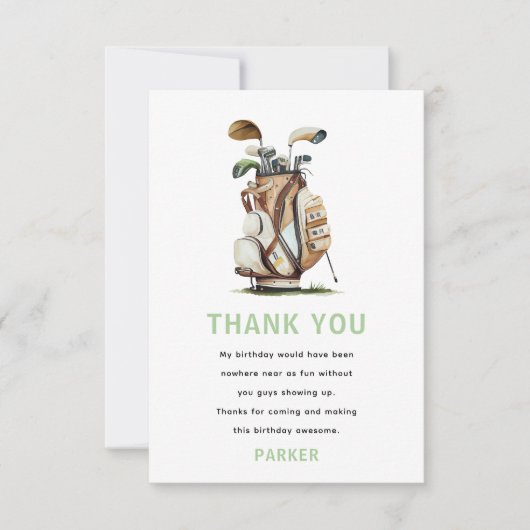 Golf Partee Erwachsene Geburtstag Dankeskarte (Vorderseite)