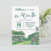 Golf Party 50. Fünfter Geburtstag Green Golfplatz Einladung (Stehend Vorderseite)