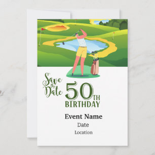 Golf Party 50. Geburtstag Rett Datum Golfer Einladung