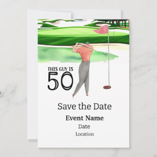 Golf Party 50. Geburtstag Save the Date für Golfer Einladung