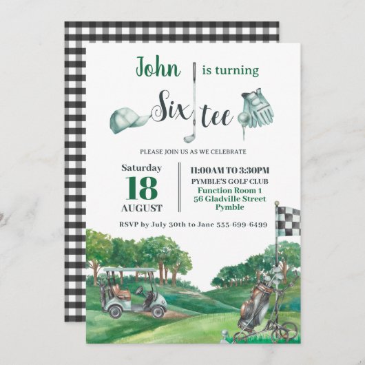 Golf Party 60. Geburtstag Sechzig Einladung (Vorne/Hinten)