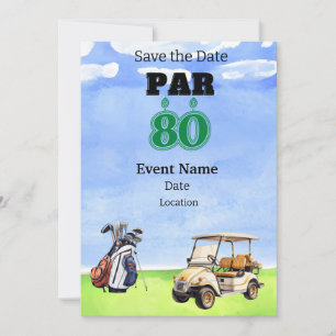 Golf Party 80. Geburtstag Save the Date für Golfer Einladung