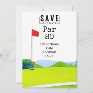 Golf Party 80. Geburtstag Save the Date für Golfer Einladung
