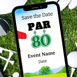 Golf Party 80. Geburtstag Save the Date für Golfer Einladung