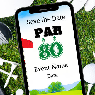 Golf Party 80. Geburtstag Save the Date für Golfer Einladung