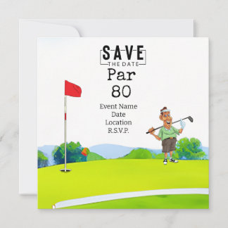 Golf Party 80. Geburtstag Save the Date für Golfer Einladung