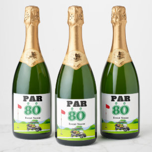 Golf Party 80. Geburtstag Schaumweinetikett