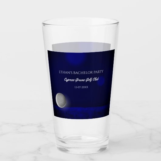 Golf Party Bachelor Party Golfers Navy Blue Course Glas (Vorderseite)