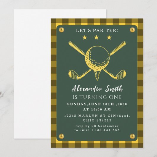 Golf Party Einladung (Vorne/Hinten)