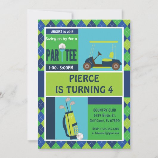Golf Party Einladung - Golf Geburtstag Personalisi (Vorderseite)