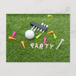 Golf Party Einladung mit Golfball und Tee Green