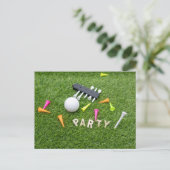 Golf Party Einladung mit Golfball und Tee Green  (Stehend Vorderseite)