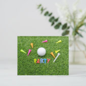 Golf Party Einladung mit Golfball und Tee Green  (Stehend Vorderseite)