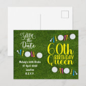 Golf Party Einladung Save the Date 60. Geburtstag (Vorne/Hinten)