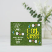 Golf Party Einladung Save the Date 60. Geburtstag (Stehend Vorderseite)