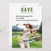 Golf Party Einladung Wasserfarbe mit Golfer (Vorne/Hinten)