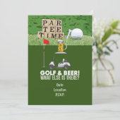 Golf Party Golf und Beer Funny Sprichwort für Golf Einladung (Stehend Vorderseite)