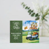 Golf Party invitation Save the Date 60th Birthday Einladungspostkarte (Stehend Vorderseite)