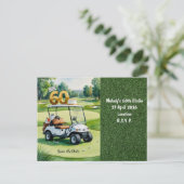 Golf Party invitation Save the Date 60th Birthday Einladungspostkarte (Stehend Vorderseite)