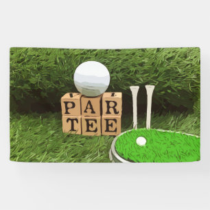 Golf Party mit Par T-Shirt auf grünem Gras, Aquar Banner