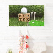 Golf Party mit Par T-Shirt auf grünem Gras, Aquare Banner (Insitu)