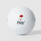 Golf Party mit Santa Claus Hat auf Golfball (Vorderseite)