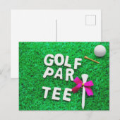 Golf Party Par T-Shirt Einladung grünes Gras Postkarte (Vorne/Hinten)