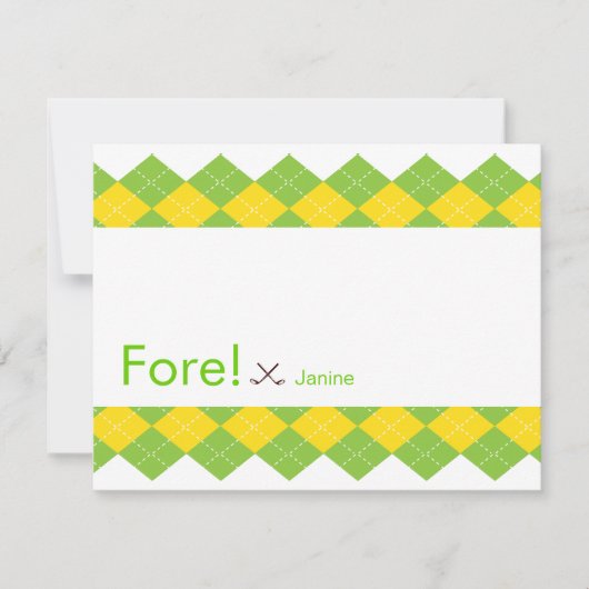 Golf Party Raute Preppy Einladung (Vorderseite)