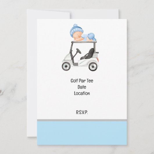 Golf Party Save the Date i Baby Shower BOY Einladung (Vorderseite)