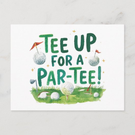 Golf Party Sprichwort Abschlag für Par Tee Postkarte (Vorderseite)