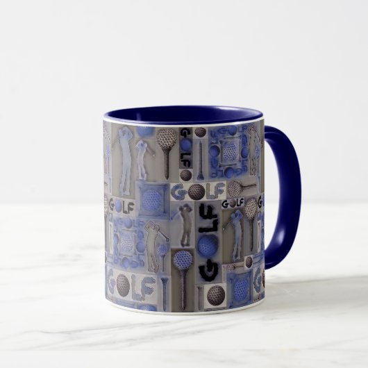 Golf Patchwork Tasse in Blue (VorderseiteRechts)