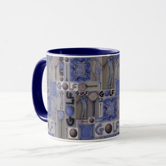 Golf Patchwork Tasse in Blue (Vorderseite Links)